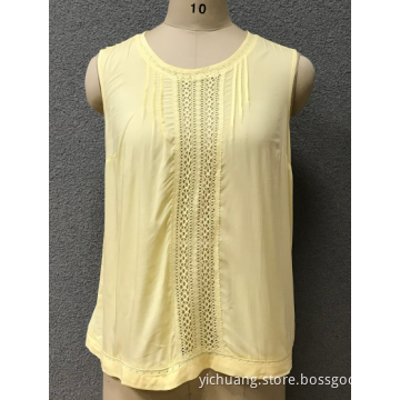 women's yellow lace blouse